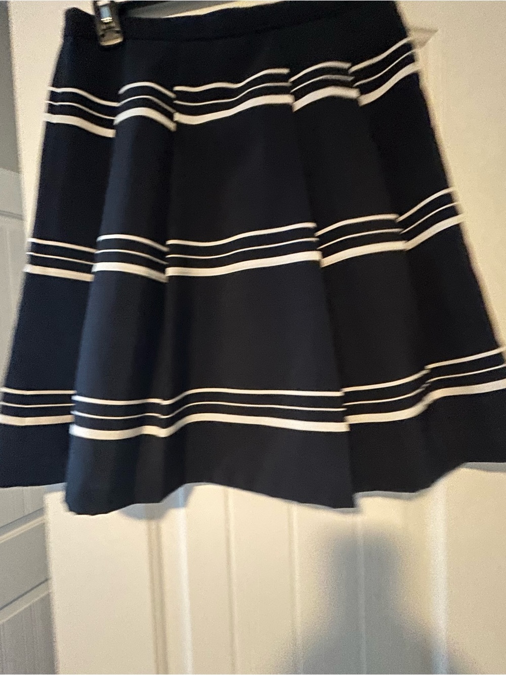 The Limited Navy and White Pleated Midi Skirt